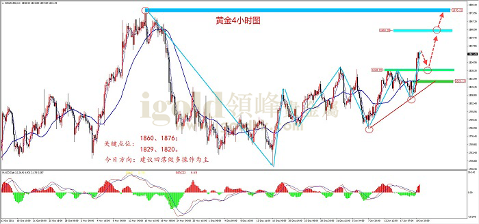 2022年1月20日黄金走势图