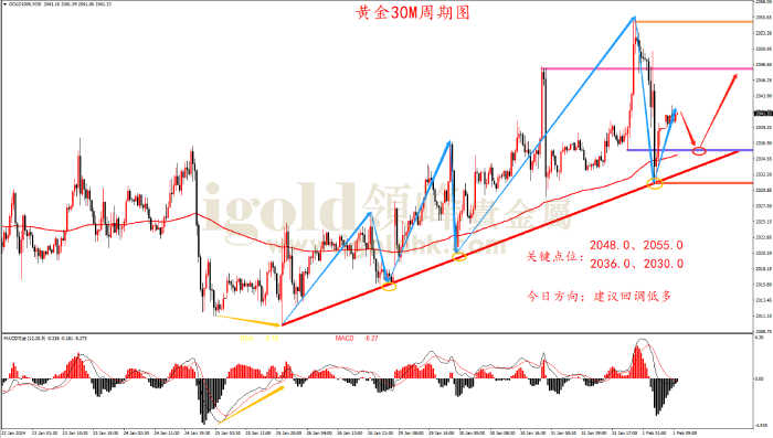 2024年2月1日黄金走势图