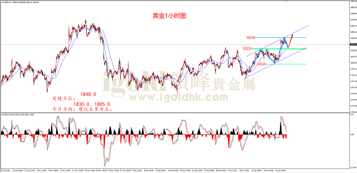 2022年1月21日黄金走势图