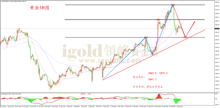 2022年2月16日黄金走势图