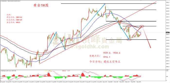 2023年9月8日黄金走势图