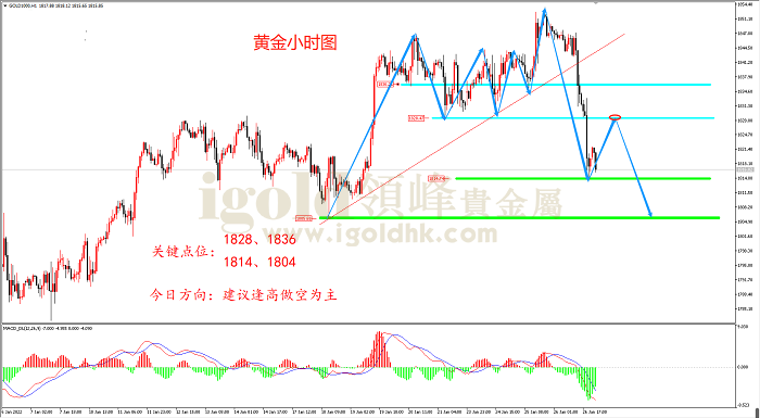 2022年1月27日黄金走势图